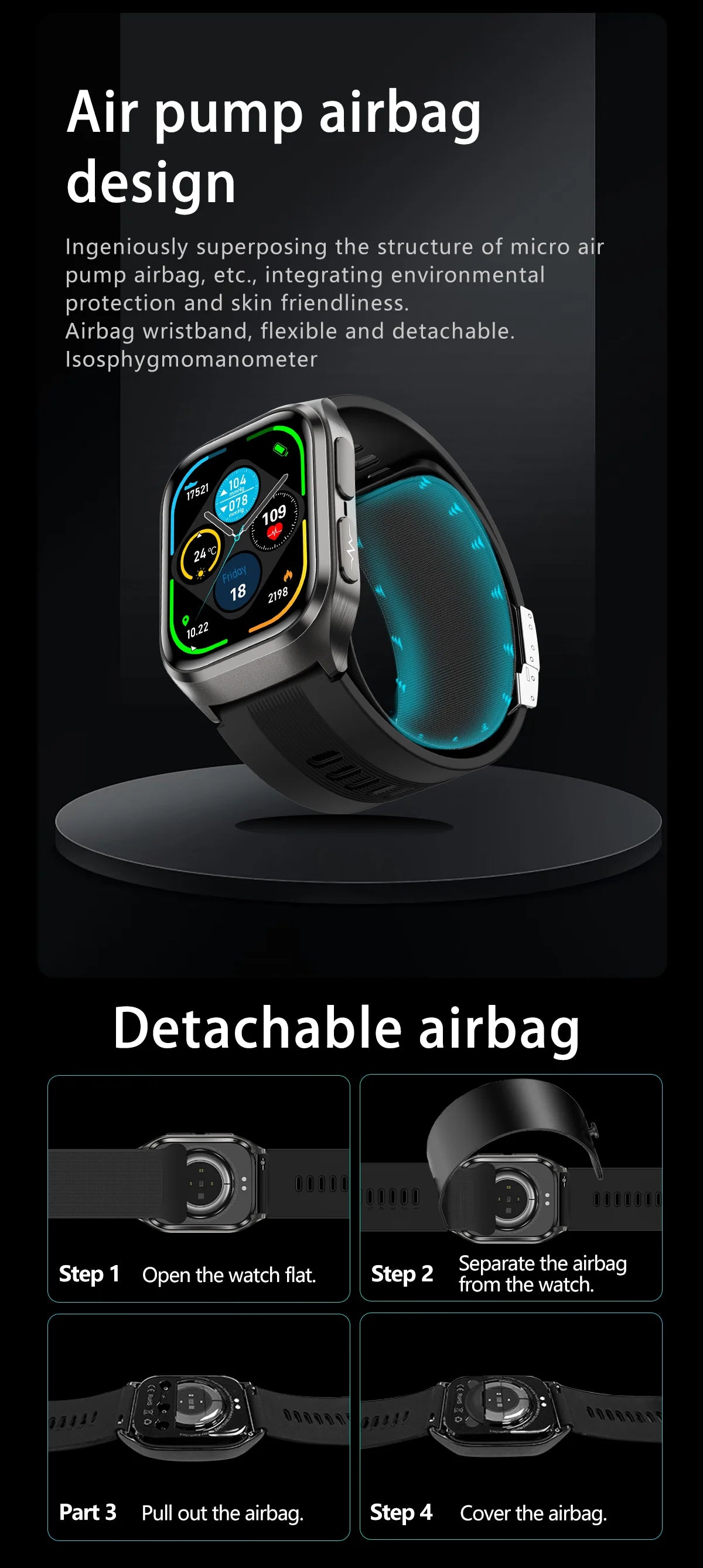 2025 New For HUAWEI Air Bag Smart Watch Men Blood Fat ECG+PPG Blood Pressure Broadcast NFC HD BT Call Health Smart Watch Woman