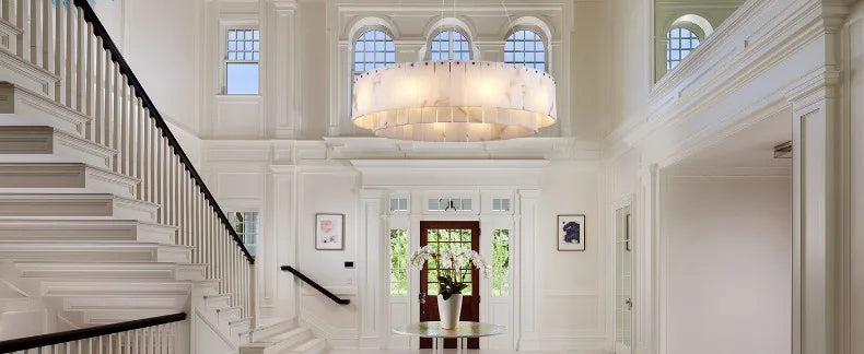 Rectangle Alabaster Chandelier for Living Room Bathroom Dining Room Decor Kitchen Foyer Adjustable Modern Marble Pendant Light