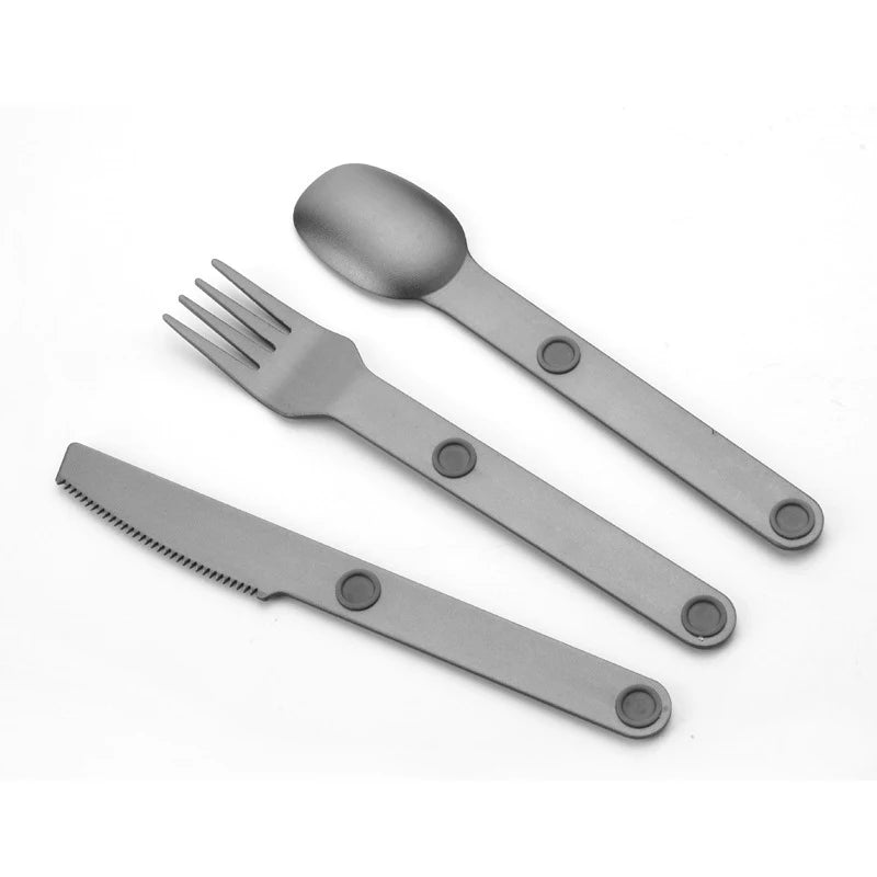 3pcs/set Magnetic Aluminum Cutlery Set - Travel Picnic Camping Cutlery Set Including Steak Knife, Spoon, Salad Fork