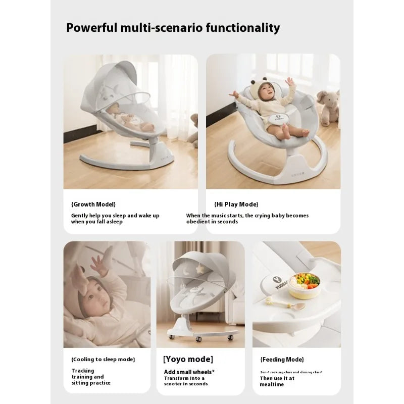 Newborn Baby Gift Set - Electric Rocking Cradle with Moon Celebration Package for Infant's First Meeting Present