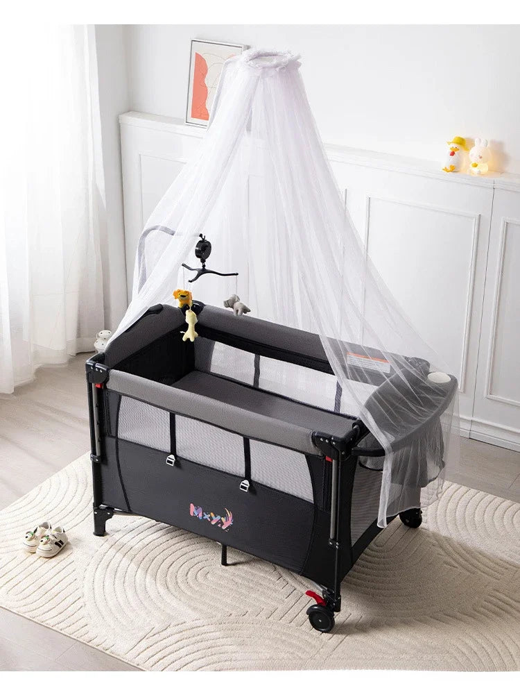 Multi Functional Newborn Bassinet Convertible Rocking Bedside Sleeper with Foldable Design, Universal Sleeping Crib for Babies