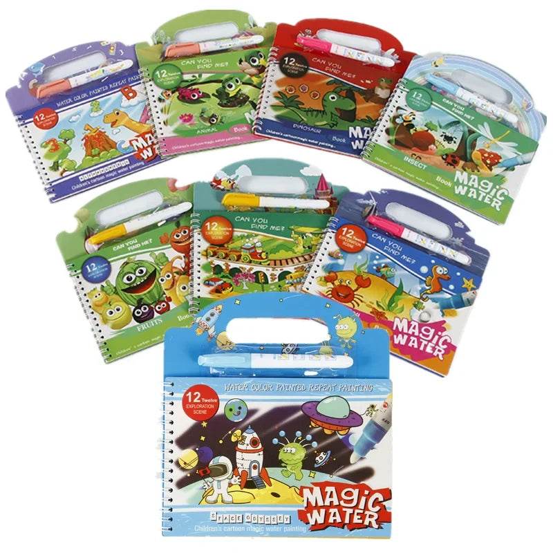Magical Water Painting Book Toddler Early Education Toys Reusable Magic Drawing Coloring Book for Kids Children Montessori Toys - AIAZ