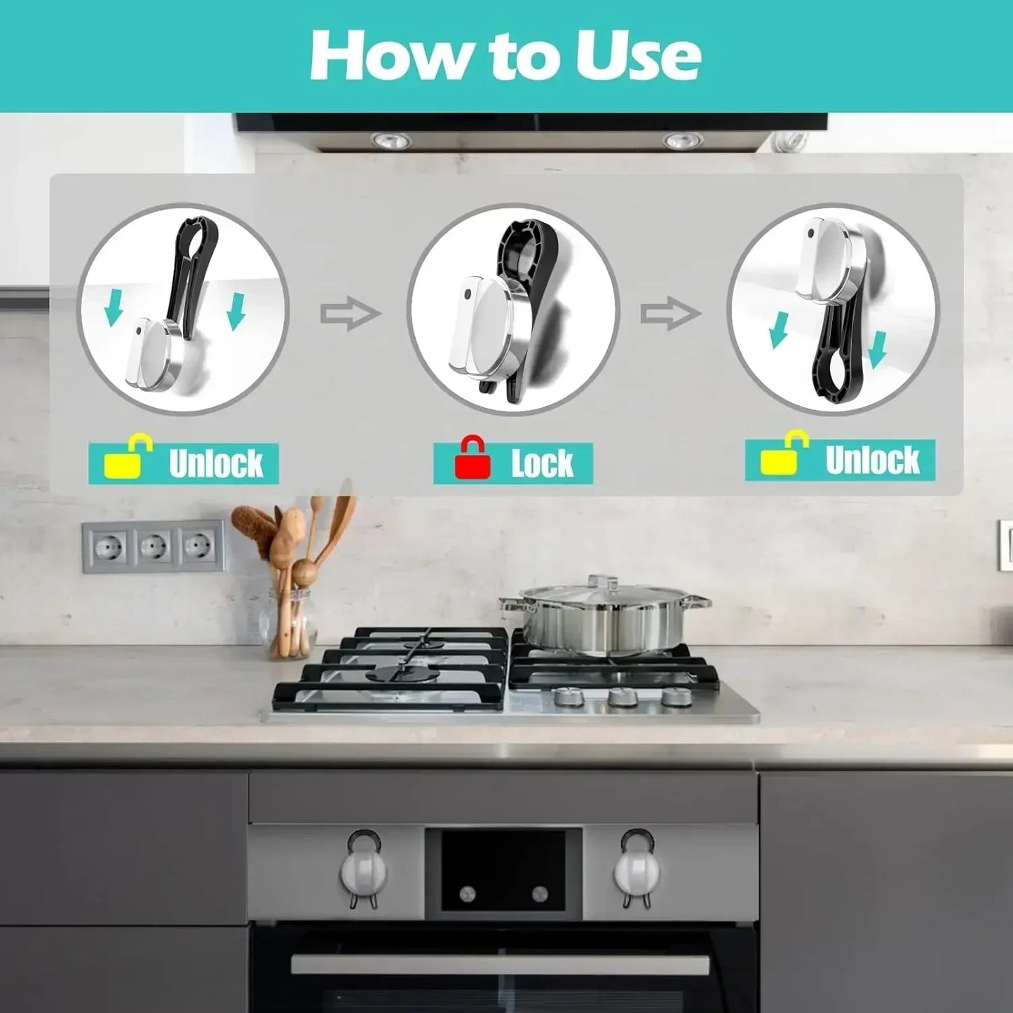 Kitchen Shrinking Gas Stove Knob Lock Baby Protection Oven Knob Cover Lock Child Safety Clip To Prevent Accidental Contact