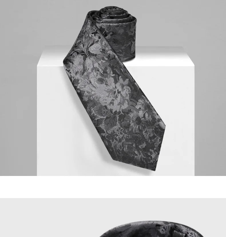 Mulberry Silk Handmade Retro Wool Lined Silk Tie Men's High-End Light Gray National Style Jacquard Business Groom Wedding