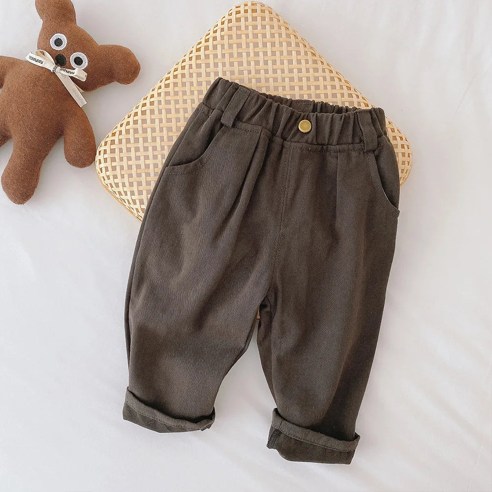Children Pants Autumn Spring Casual Cotton Canvas Pants Fashion Kids Boys Girls Trousers