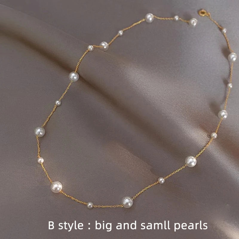 XF800 Solid 18K Gold Natural Pearl Necklace Au750 Fine Jewelry Chocker Round Aniversary Gift For Women White X536