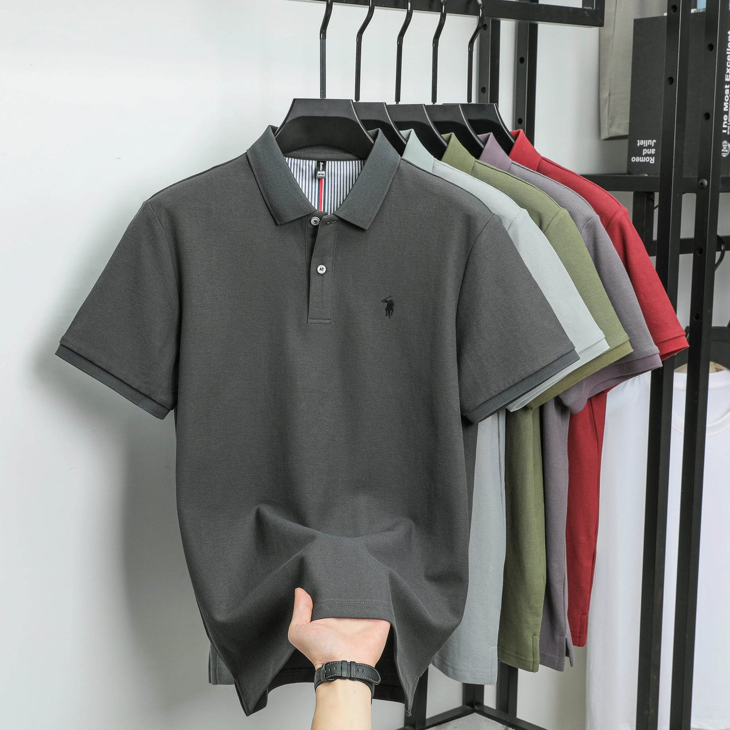 100% pure cotton summer new fashionable men's shortsleeved luxury customized business polo shirt exquisite embroidery Tshirt top - AIAZ