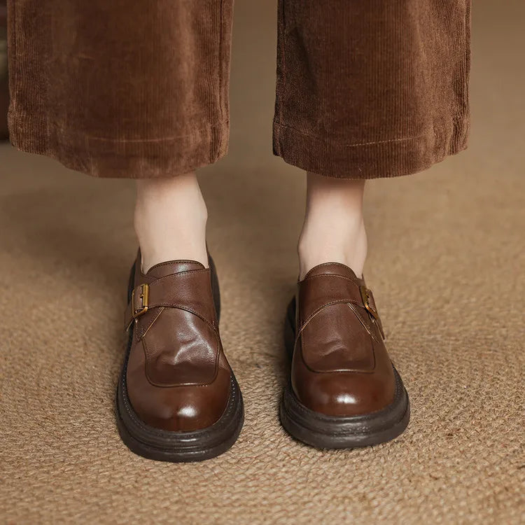 Dress Shoes Women Loafers Cow Leather Sheepskin Rubber Formal Business Suit Ladies 2025 Spring Autumn Handmade