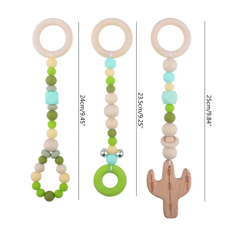 3/4Pcs/Set Nordic Cartoon Baby Wooden Rabbit Ear Toy Pendant Gym Fitness Rack Ornament Toddler Infant Room Decorations