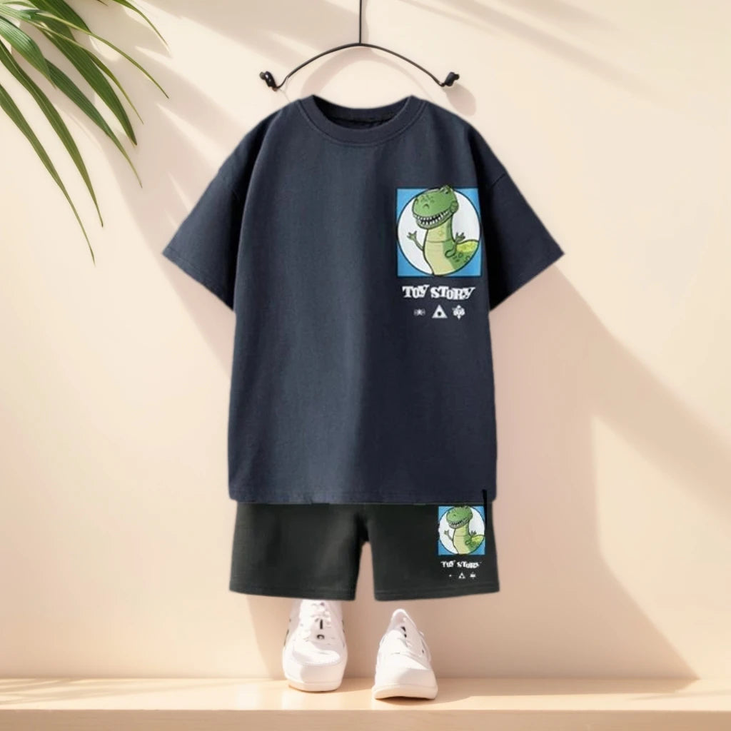 2pcs Summer Child Costume Toy Story Tshirt+shorts Set Casual Sports Clothes Trendy Short Sleeve Outfits Outer Wear For Kids Boy