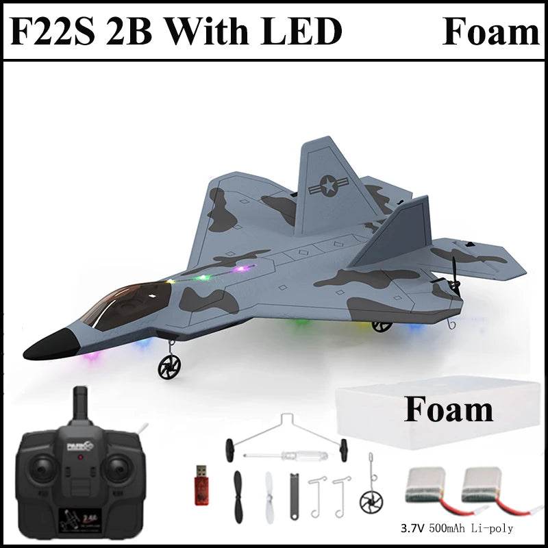 2024 New F22S 2.4G 4CH 3D6G RC Airplane Raptor F22 Warplane WLtoys A180 Upgrade Version LED Light With Gyroscope Out Door Toys - AIAZ