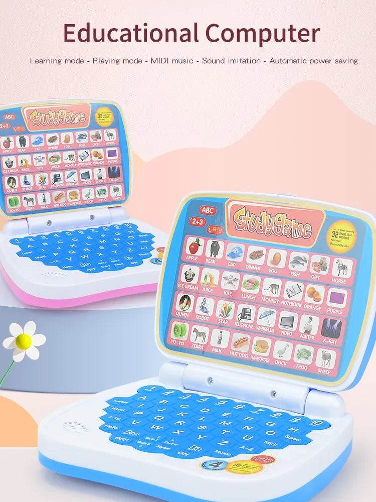 English Learning Small Laptop Toy for Kids 2-3 Years. Boys and Girls Computer for Aphabet ABC.Numbers.Words.Spelling.Maths.Music - AIAZ