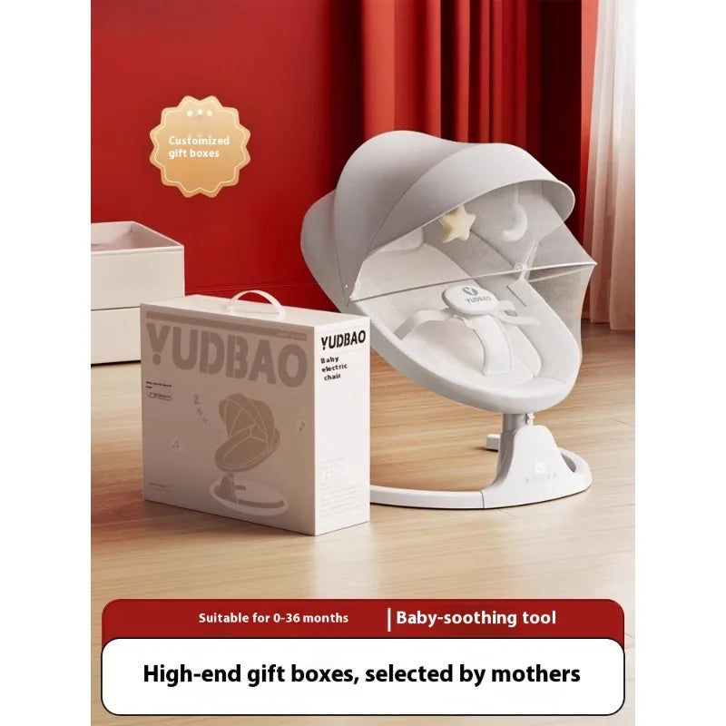 Newborn Baby Gift Set - Electric Rocking Cradle with Moon Celebration Package for Infant's First Meeting Present