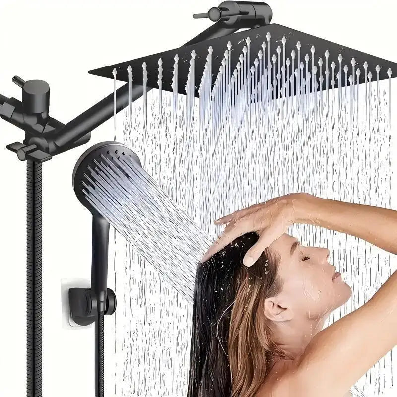Stainless Steel 8/10 Inch Overhead Showerhead 5 Modes With Extension Arm Multi-function Hand Shower Wall Mounted Showerhead Set