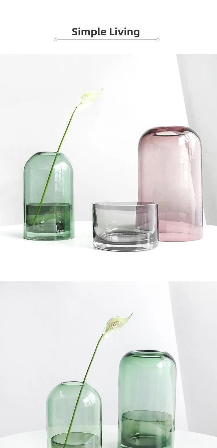 Nordic Sle Simple Design Glass Candlesti Transparent Glass Vase Artistic Flower Arrangement Home Decorations Center Piece