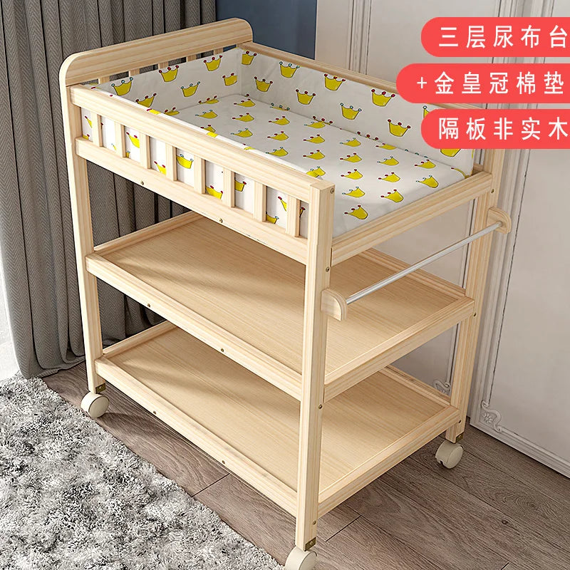 ZZ solid wood diaper changing table mobile care bath massage multi-functional baby newborn changing table