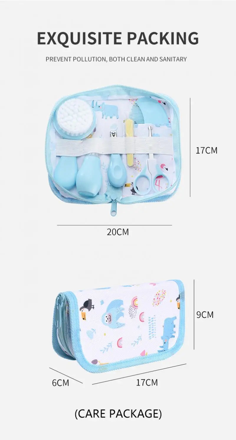 6Pcs/set Baby Care Kit Nasal Aspirator Nail Clipper Sharpener Daily Cleaning Supplies Care Head Brush Comb Scissors Tool Package