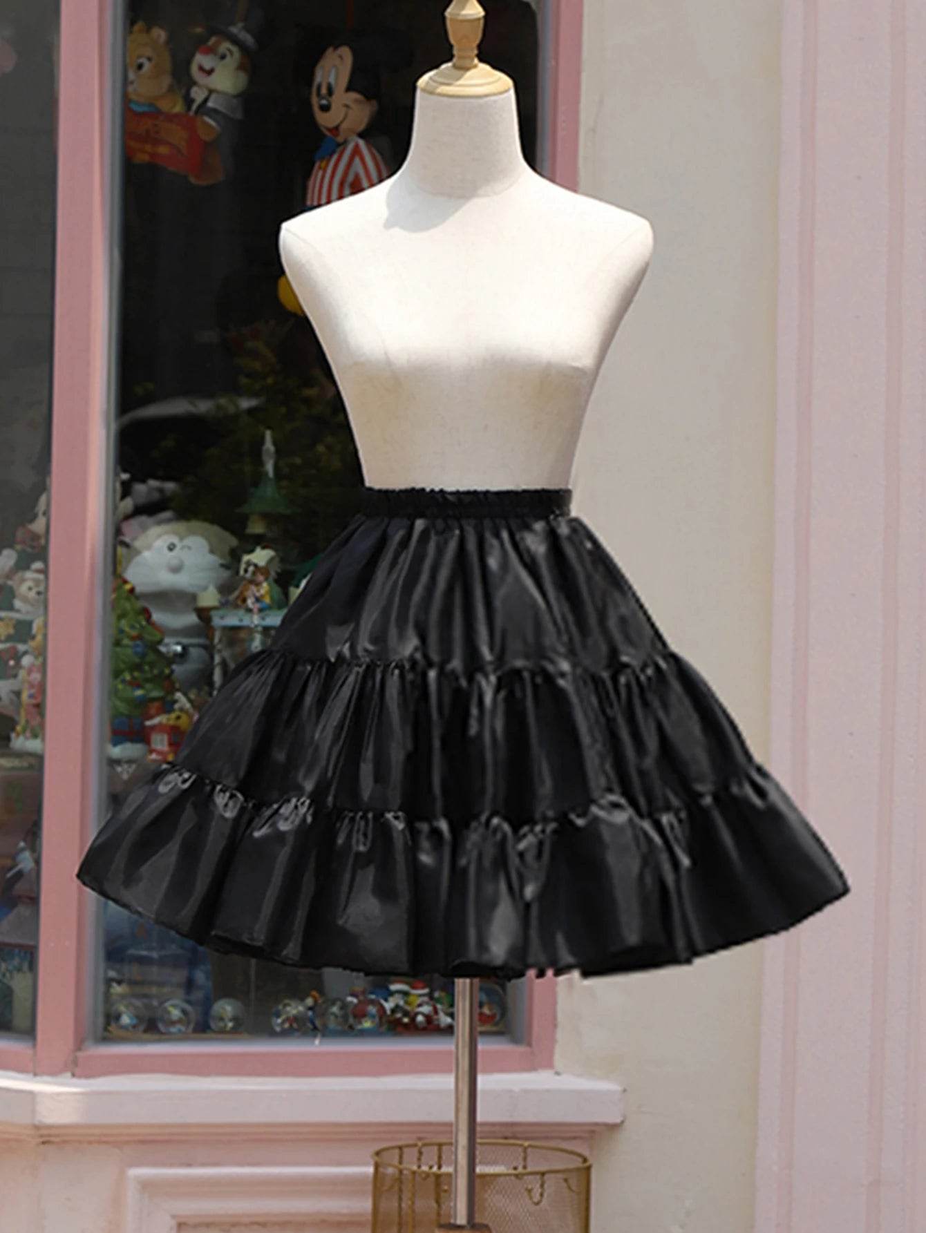 Skirts women black petticoat crinoline underskirt satin under skirt for dresses interior combination tutu skirt for girl no hoop - AIAZ