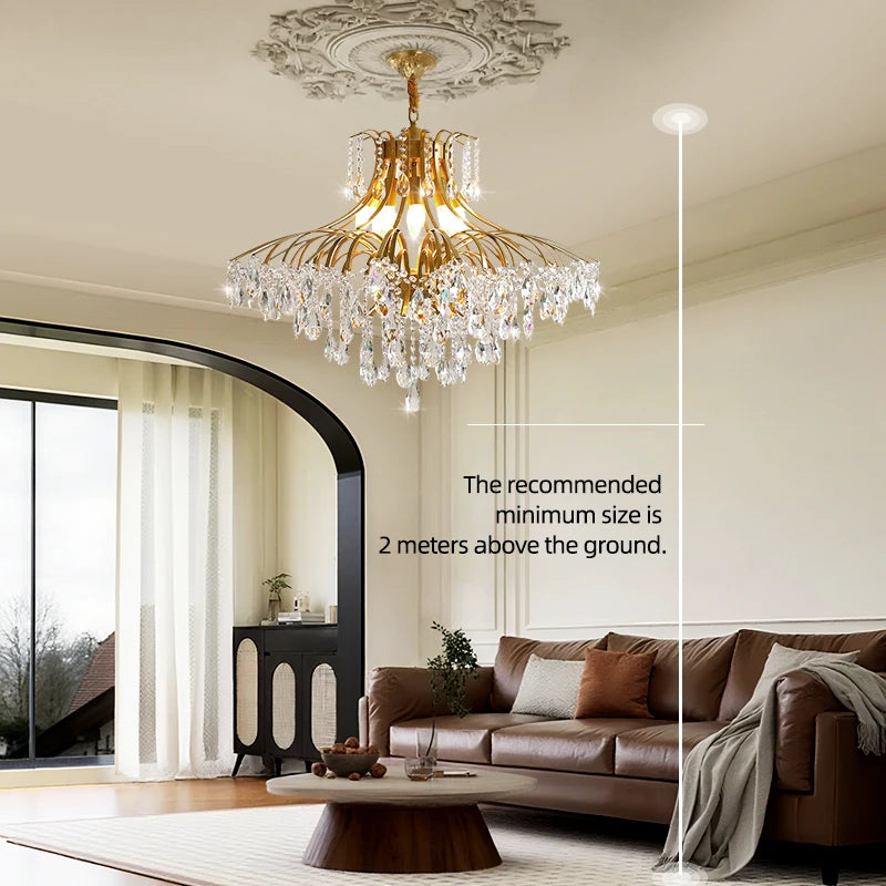 Hall Chandelier Crystal Living Room Pendant Light Minimalist Iron Art Hanging Lamp for Dining Table Lighting Ceiling Chandelier