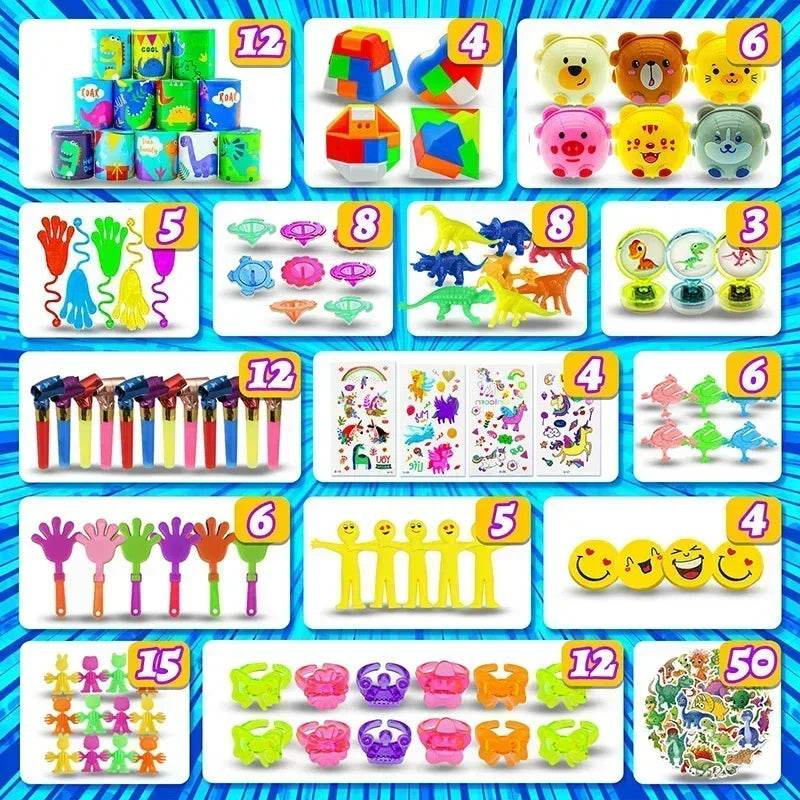 120/206pcs Kids Birthday Party Favors Set Toys Children Pinata Filler Bulk Supplies Boys Girls Classroom Carnival Prizes Favors - AIAZ