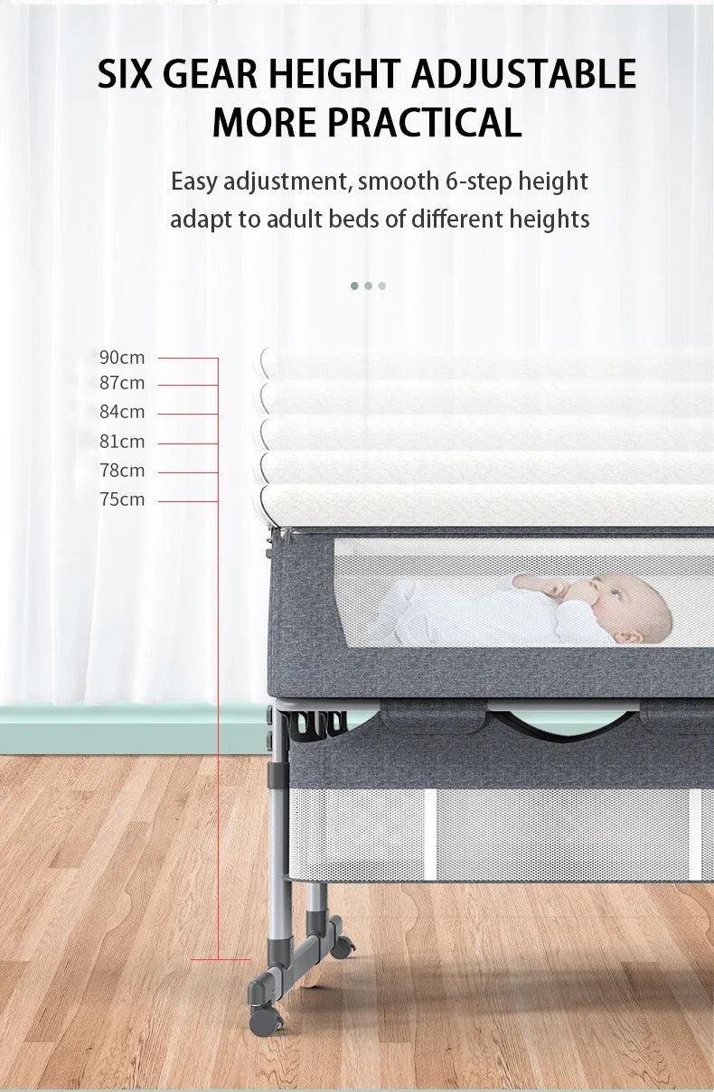 Twin Bassinet Portable Movable Newborn Crib Folding Height Adjustable Splicing Big Bed Baby Crib Baby Bed