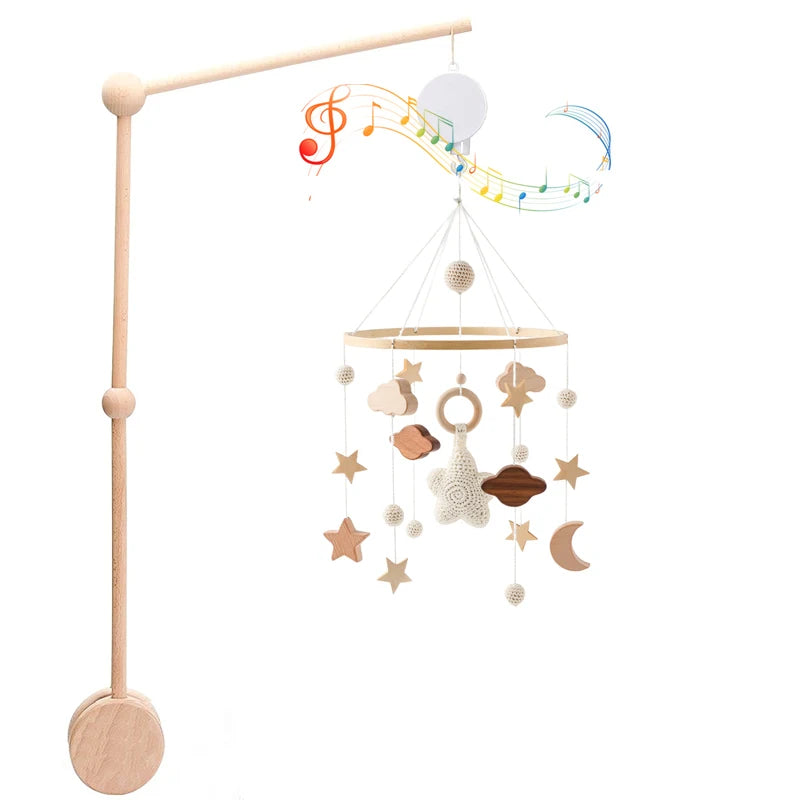 3pc/set Baby Wooden Bed Bell Bracket Mobile Hanging Rattles Toy Hanger Baby Crib Mobile Bed Bell Wood Toy Holder Arm Bracket