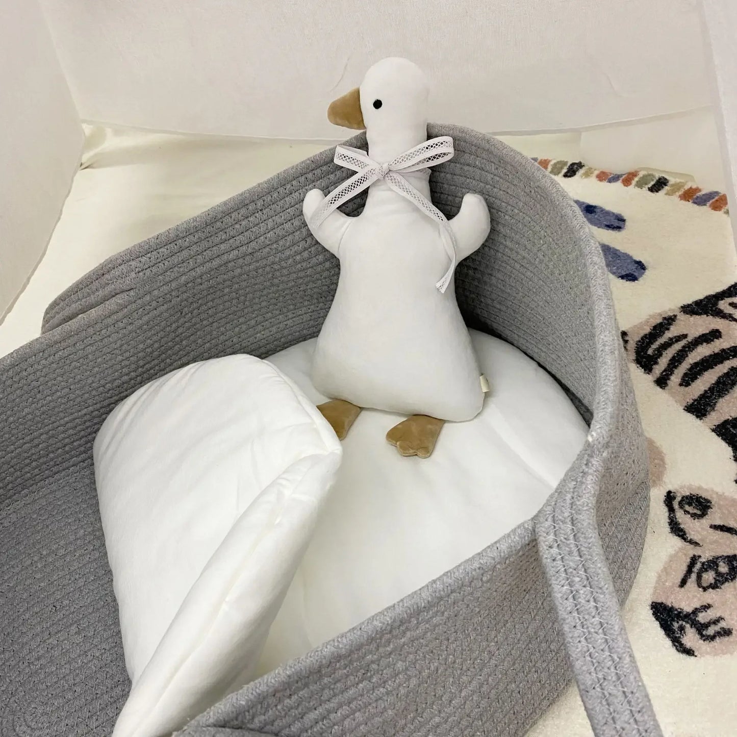 Ins Newborn Hand Basket Cotton Rope Woven Crib Baby Cradle Portable Outdoor Sleeping Infant Accessories Photography Props Gifts