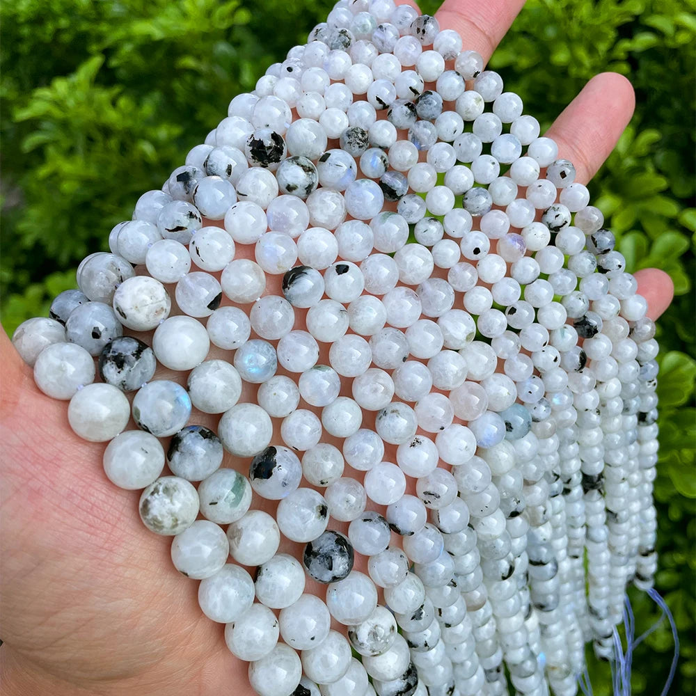 Natural Indian Moonstone 6-10mm Hot Sell Loose Gemstone Beads for Jewelry Making Wholesale Crystal Beads DIY Accessories