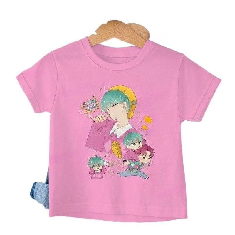 KPop Demon Hunters Saja Boys T-shirt Tops New Fashion Casual Kids T-shirt Short Sleeve Kids Soda Pop Cartoon Harajuku Tee
