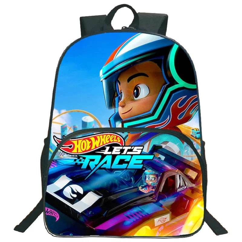 Hot Wheels Let's Race Print Backpack 3pcs Set Boys Girl Child School Bookbag Large Capacity Student Backpack Back to School Gift - AIAZ