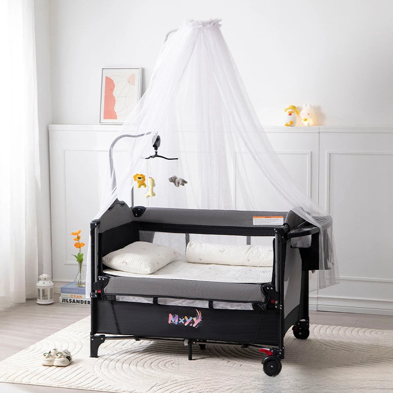 Multi Functional Newborn Bassinet Convertible Rocking Bedside Sleeper with Foldable Design, Universal Sleeping Crib for Babies