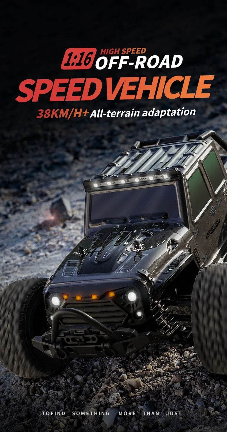1:16 4WD RC Car 70KM/H Or 50KM/H With LED Remote Control Cars High Speed Drift Monster 4x4 Truck for Kids vs Wltoys 144001 Toys - AIAZ