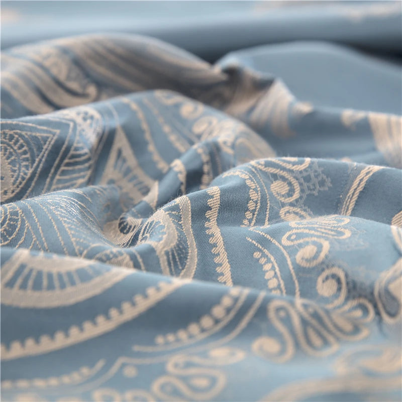 Sliver Gold Luxury Silk Satin Jacquard duvet cover bedding set queen king size Embroidery bed set bed sheet/Fitted sheet set