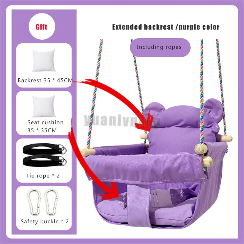 Kids Swing Portable Ceiling Suspended Chair With Seat Cushion Kids Baby Children's Hammock with Safety Belt For Kids Babies