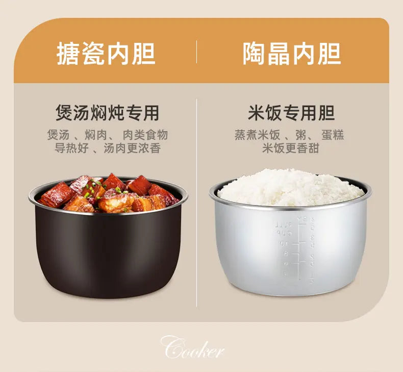 6L Dual Stainless Steel Pot Electric Cooker,Multifunctional Digital Pressure Cooker,Smart Rice Steamer 5L Capacity Cooking Pot