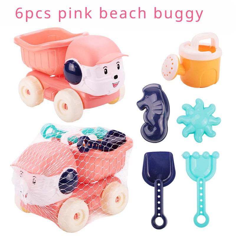 Beach Toy Set for Kids Sand Wheel Sand Bucket Scooter Shovel Rake Sailboat Hourglass Cute Molds Summer Outdoor Sandbox Sand Toys - AIAZ