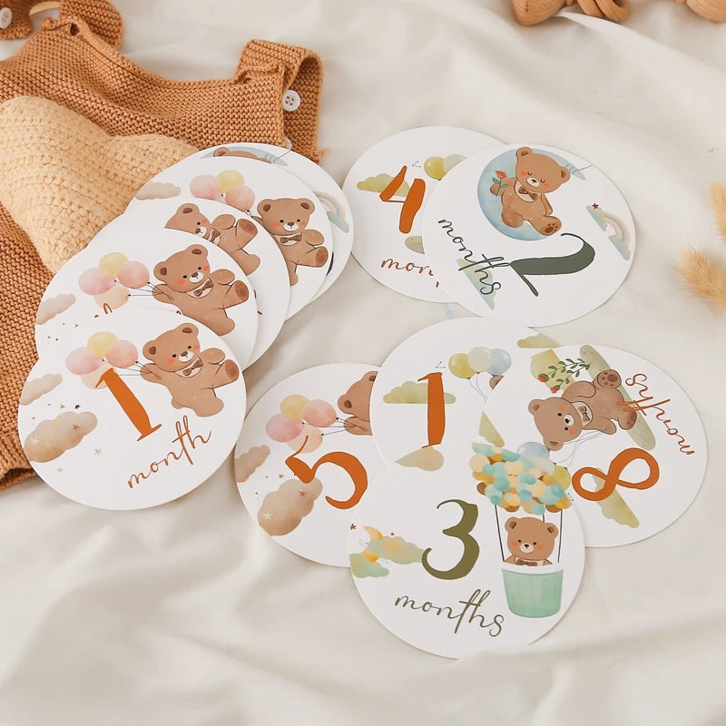 Newborn Milestone Cards Paper Number Monthly Memorial Milestone Photo Cards Commemorative Baby Birth Baby Photography Props