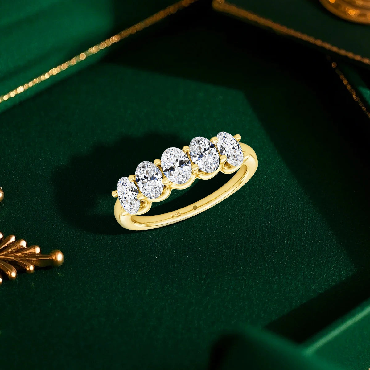 Real 14k Gold Oval Moissanite Eternity Ring Wedding Band For Women AU 585 K Gold Fine Jewelry Engagement Gift With Certificate
