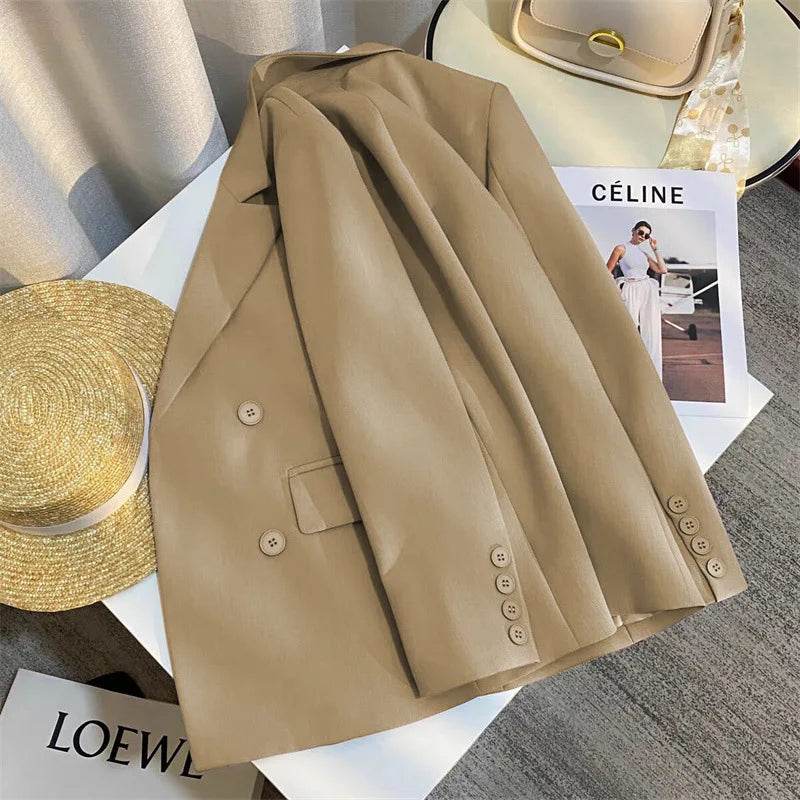 Casual Office Lady Blazer Women 2024 Fashion Long Sleeve Jacket Blazers Femme Outwears Coat Autumn Winter Clothes - AIAZ