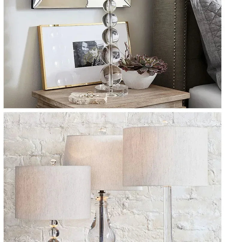 2025 Creative Fabric Table Lamp Crystal Glass Ball Lamp Living Room Creative Bubble Light Bedroom Beside Art Reading Lamp