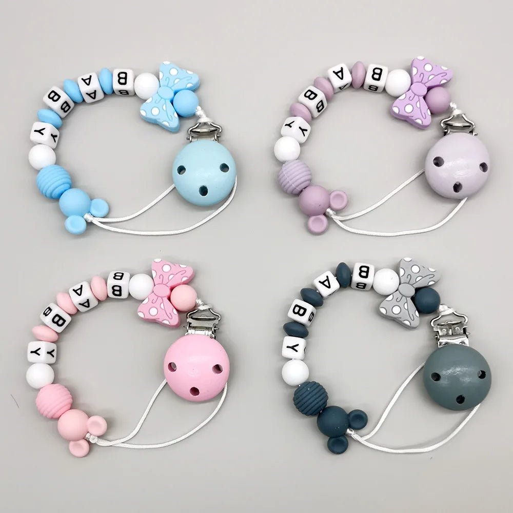 Baby Pacifier Clip Personalize Name Custom Newborn Dummy Nipple Holder Chain Babies Accessories Pendant Teething Toys Chew Gifts