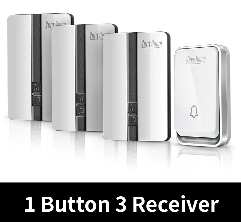 VeryHome Wireless Doorbell Waterproof Self-powered Button Smart Door Bell Sets Home Welcome Outdoor House Chimes Receiver