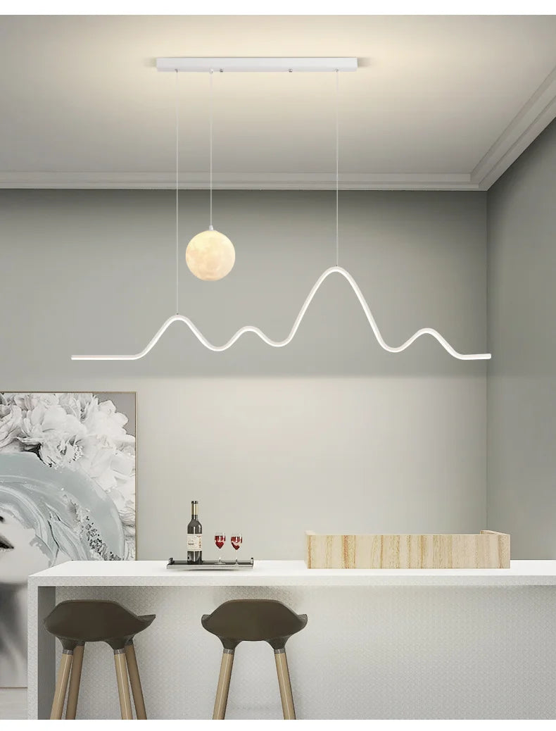 2023 Dining Table Modern Led Pendant Light Lamp For Modern Dining Room Kitchen Bar Designer Line Chandelier Lighting Decor