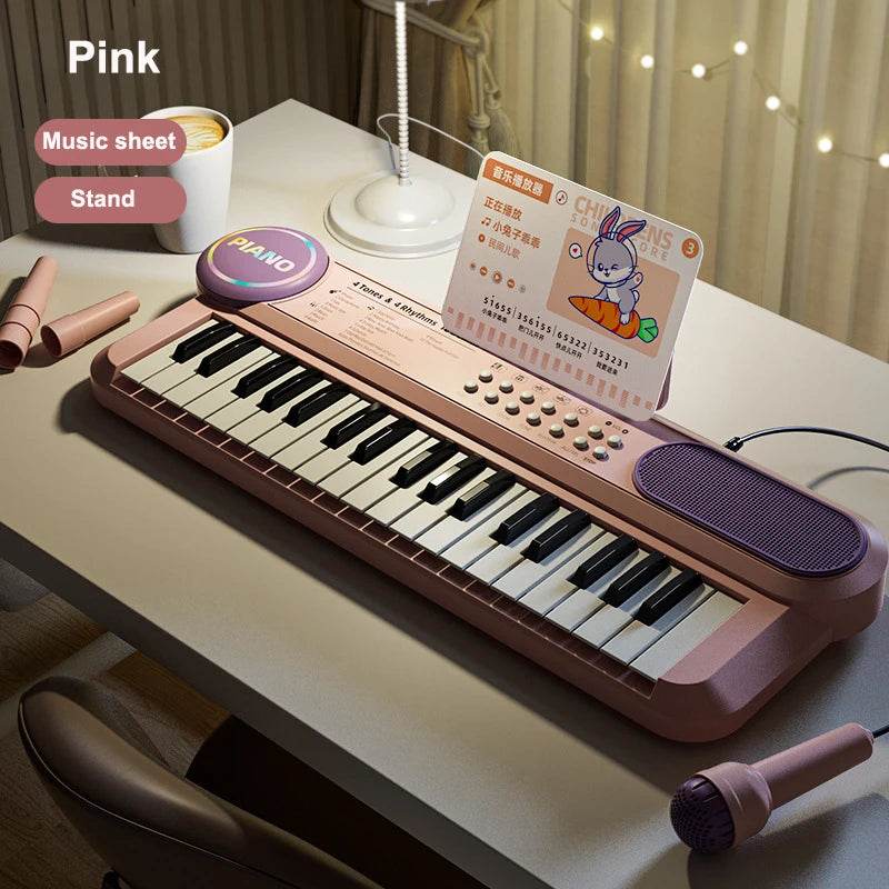 Children's Piano Keyboard 37 Keys Multifunctional Electronic Piano with Microphone Children's Early Education Educational Toys - AIAZ
