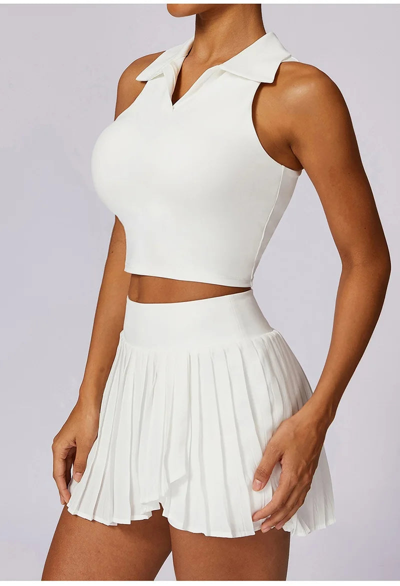 Cloud Hide Outdoor Sports Outfits for Women Gym Yoga Set Workout Sportswear Fitness Shirts Tracksuit High Waist Skirts Top Suit