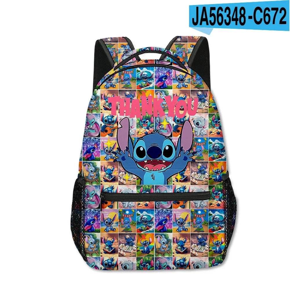 Stitch Primary School Student Anime Backpack Cartoon Large Capacity School Bag Printing Anime Kawaii Cartoon School Bag Mochila - AIAZ
