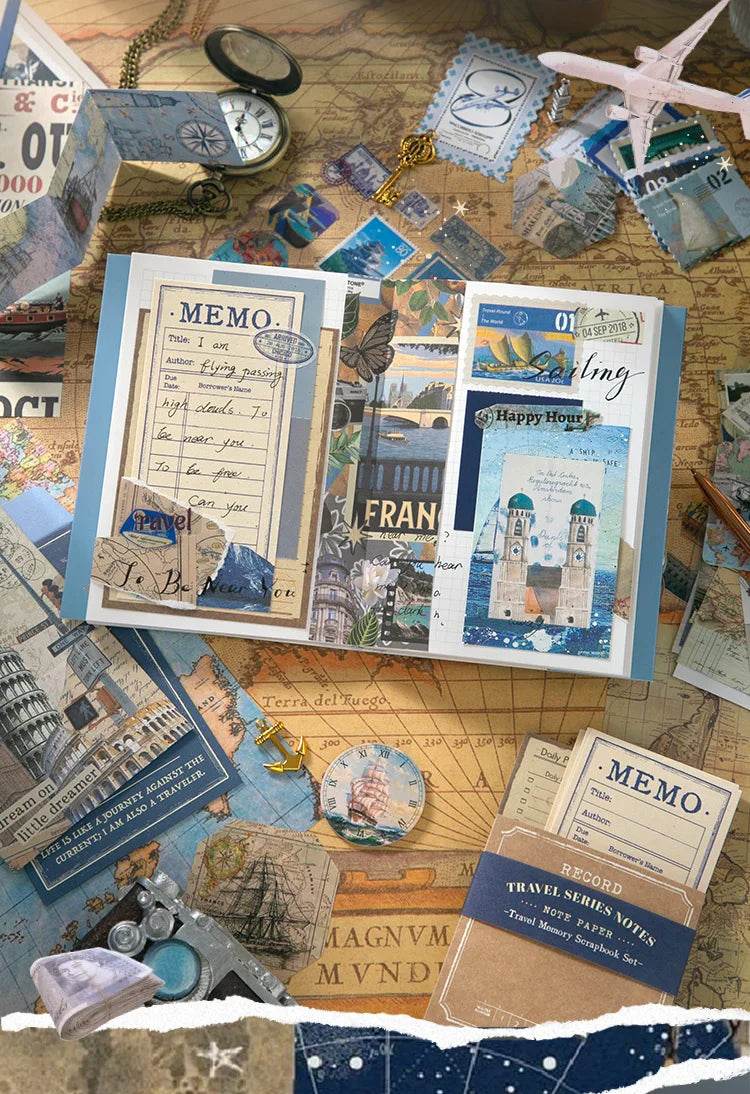 154 Pcs Vintage travel Handbook Gift Boxes School Student Reward Small Gifts Children's Gifts Scrapbook Supplies Stationery Set - AIAZ