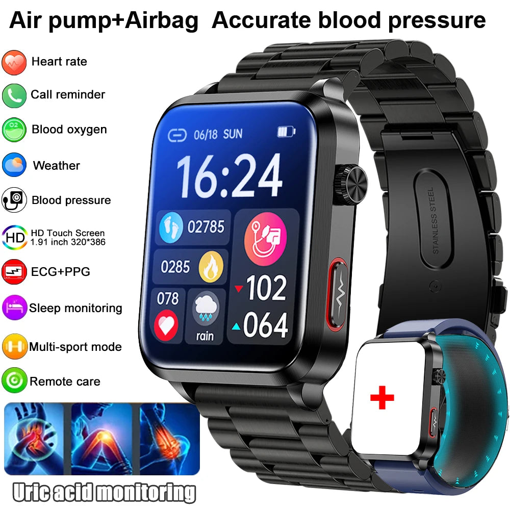 For huawei 2025 New Smart Watch air Pump ECG True Accurately Blood Pressure Airbag health watch Uric Acid Blood Lipids watch men