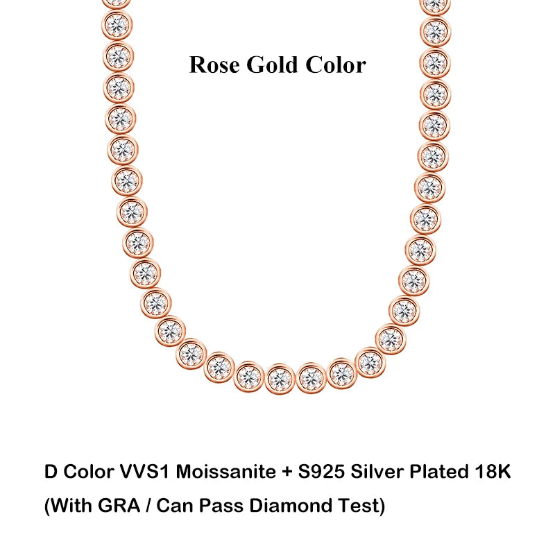 EWYA Luxury Bubble 2/3mm D Color Full Moissanite Tennis Necklace for Women S925 Silver Plated 18K Diamond Neck Chain Necklaces