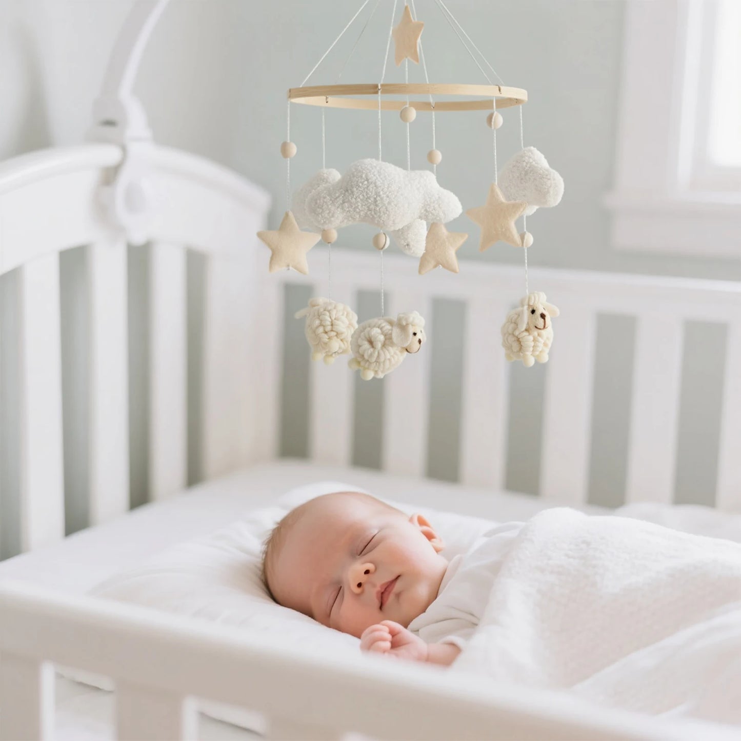 Baby Crib Mobile Wooden Wind Chime Bed Bell, Animal Crib Mobile With Music for Girls and Boys, Mobile for Bassinet Room Decor